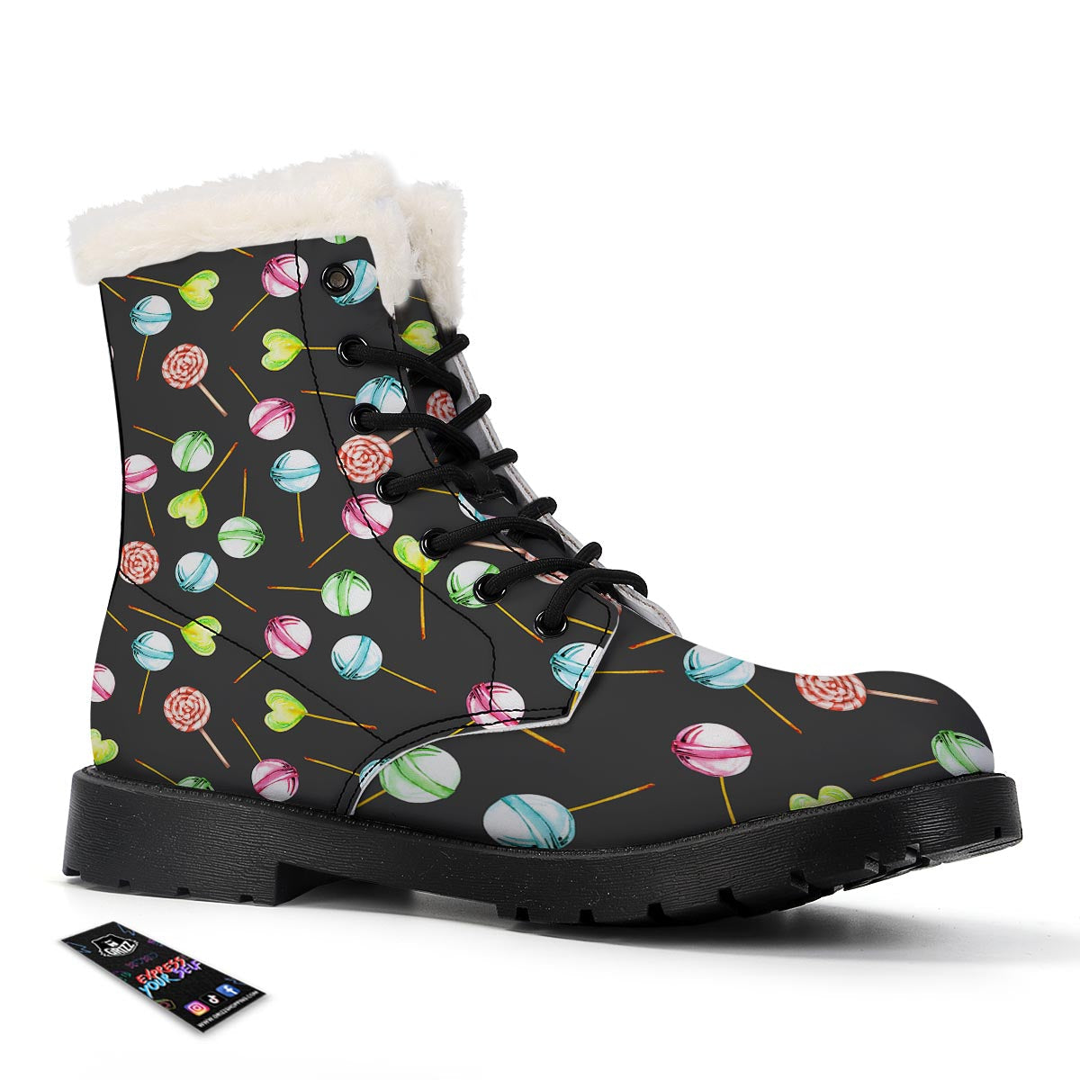 Candy Sweet Print Pattern Winter Boots-grizzshop