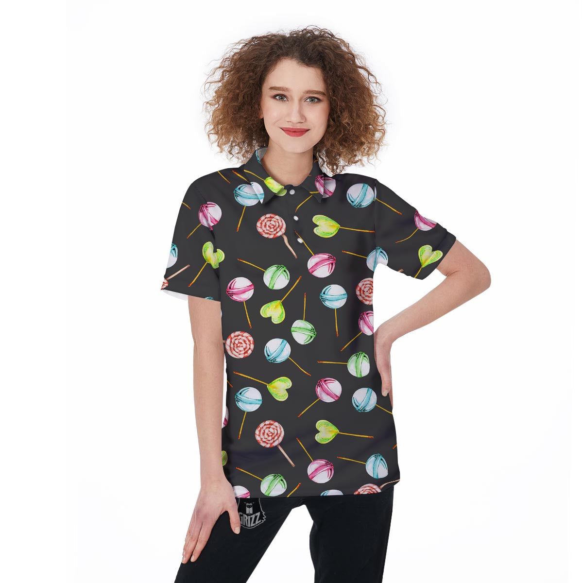 Candy Sweet Print Pattern Women's Golf Shirts-grizzshop