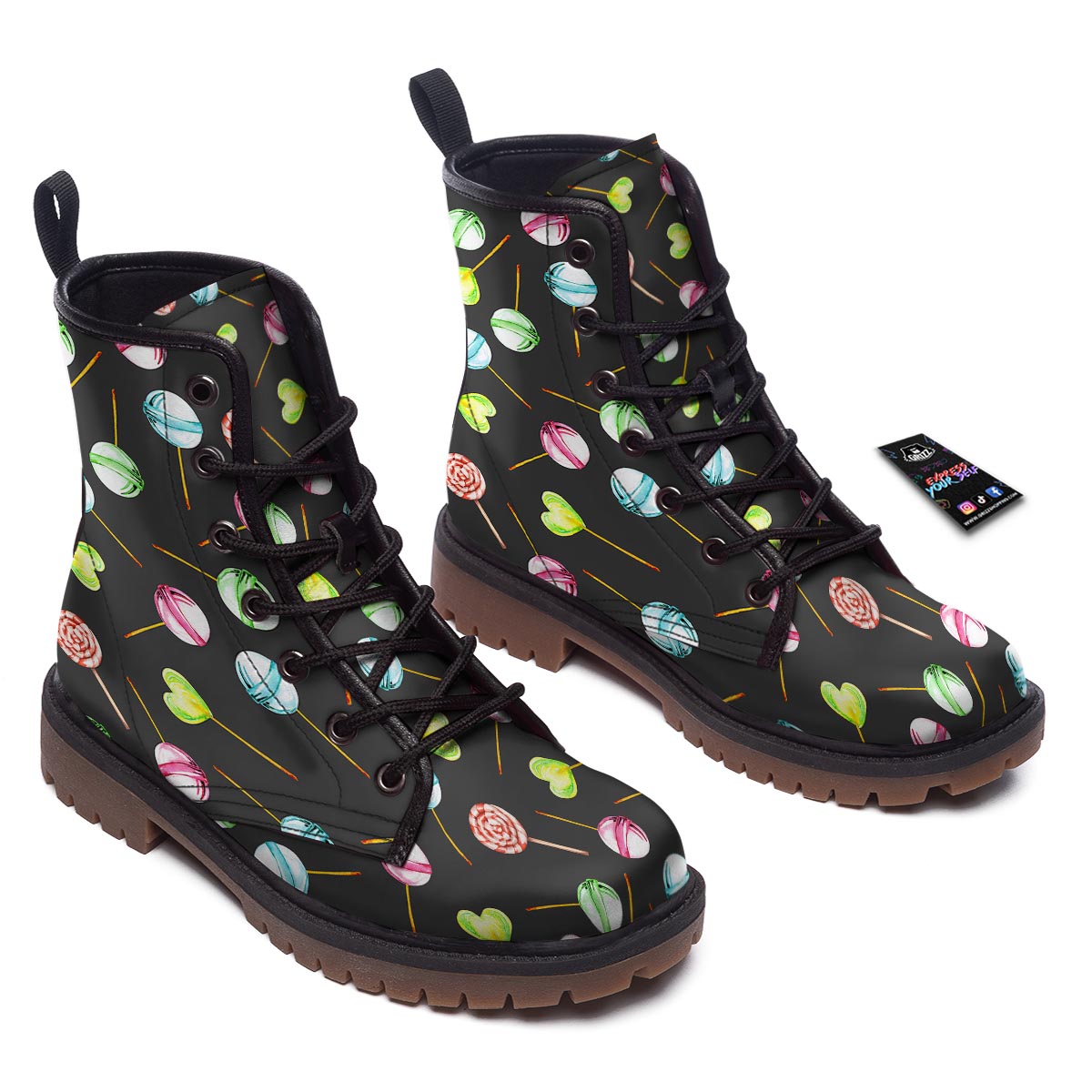 Candy Sweet Print Pattern Work Boots-grizzshop
