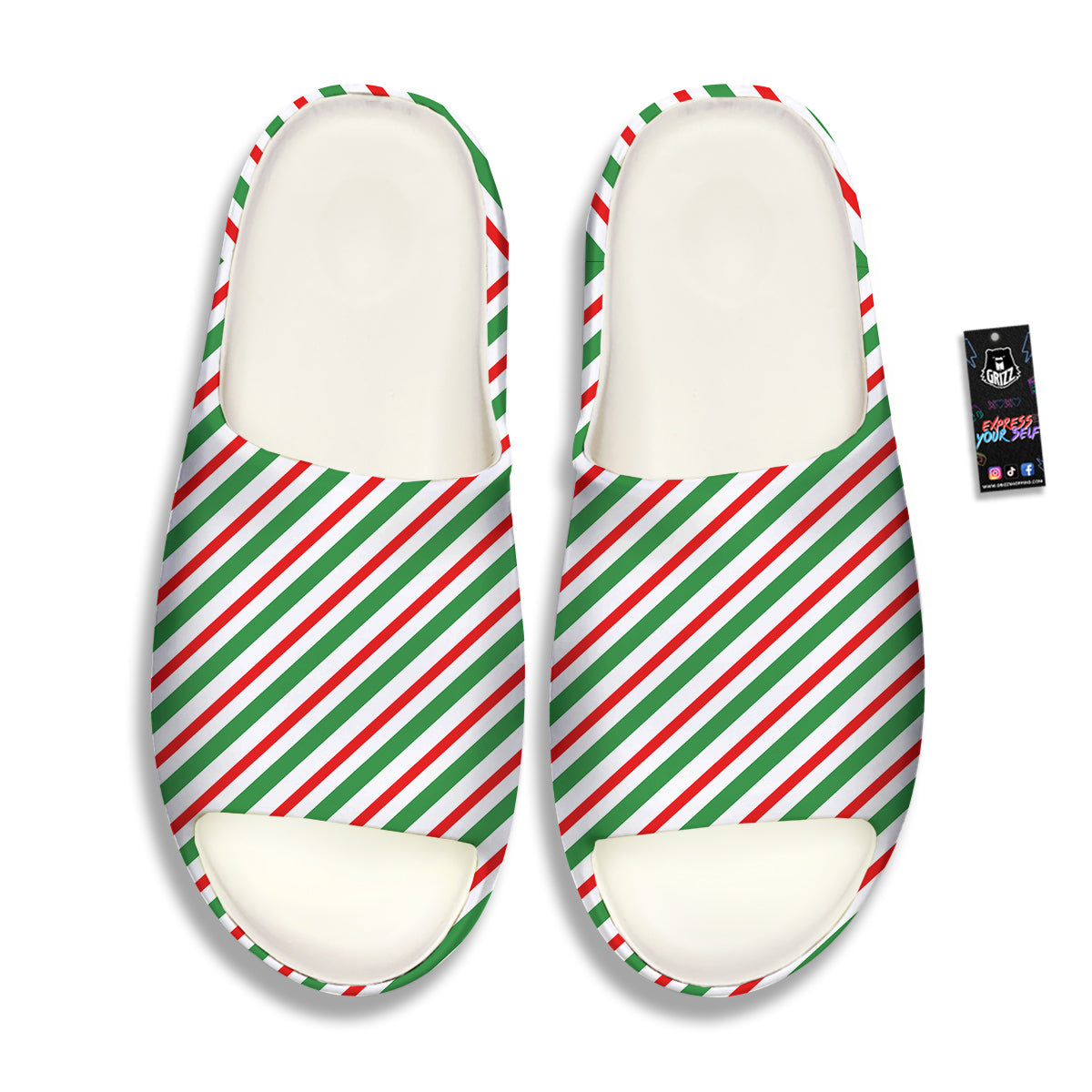 Candy Cane Stripes Christmas Print Sandals-grizzshop