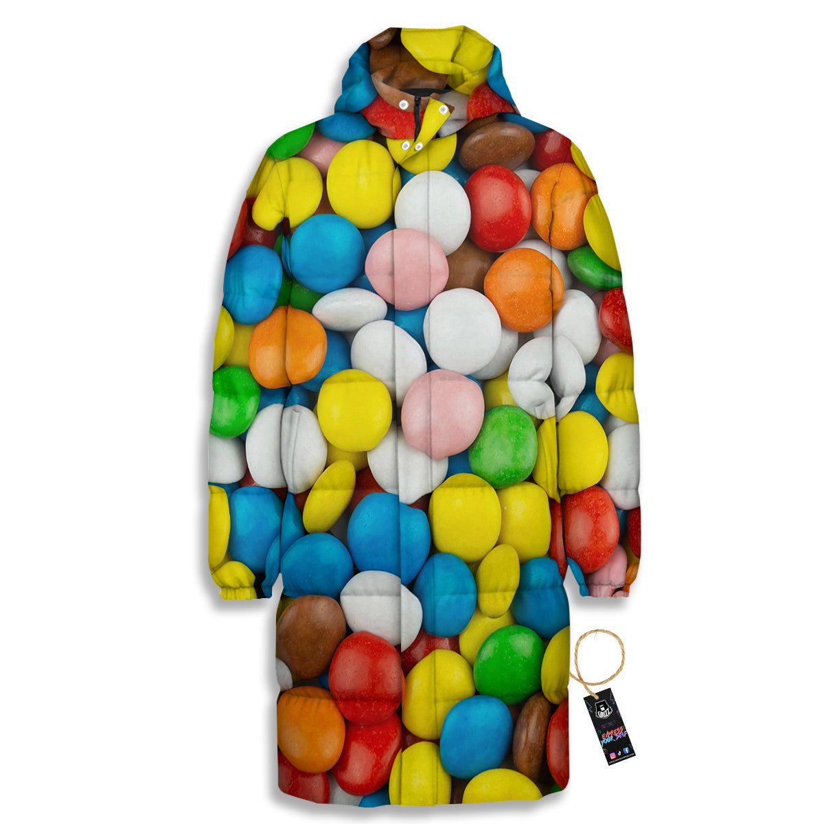 Candy Chocolate Colorful Print Long Down Jacket