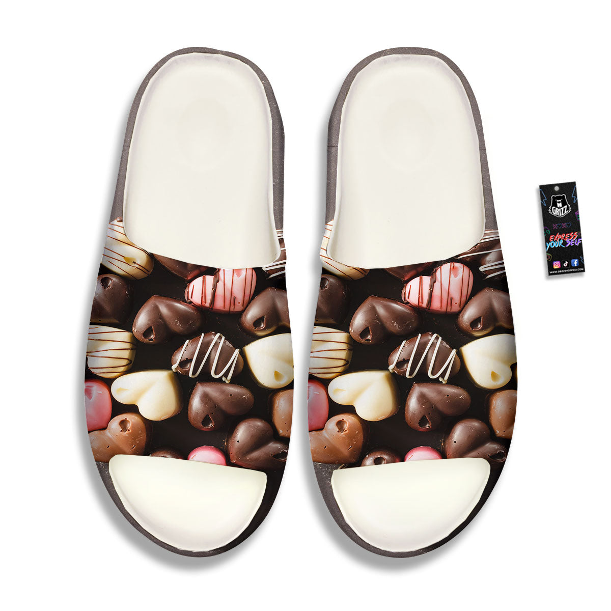 Candy Chocolate Heart Print Sandals-grizzshop