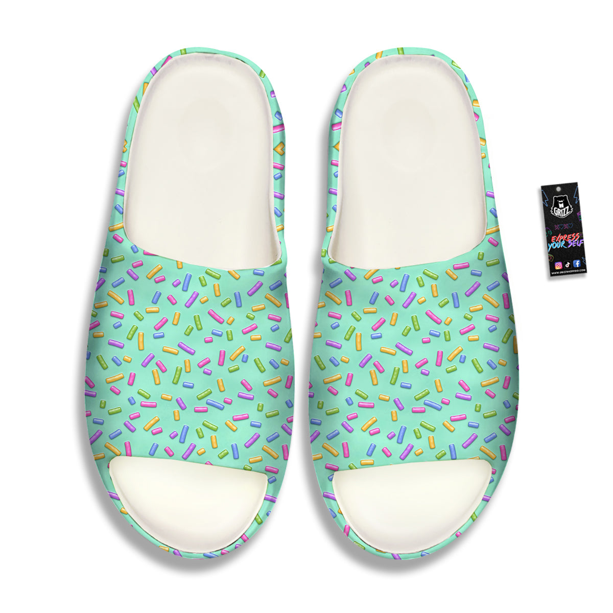 Candy Sprinkles Green Sweet Print Pattern Sandals-grizzshop