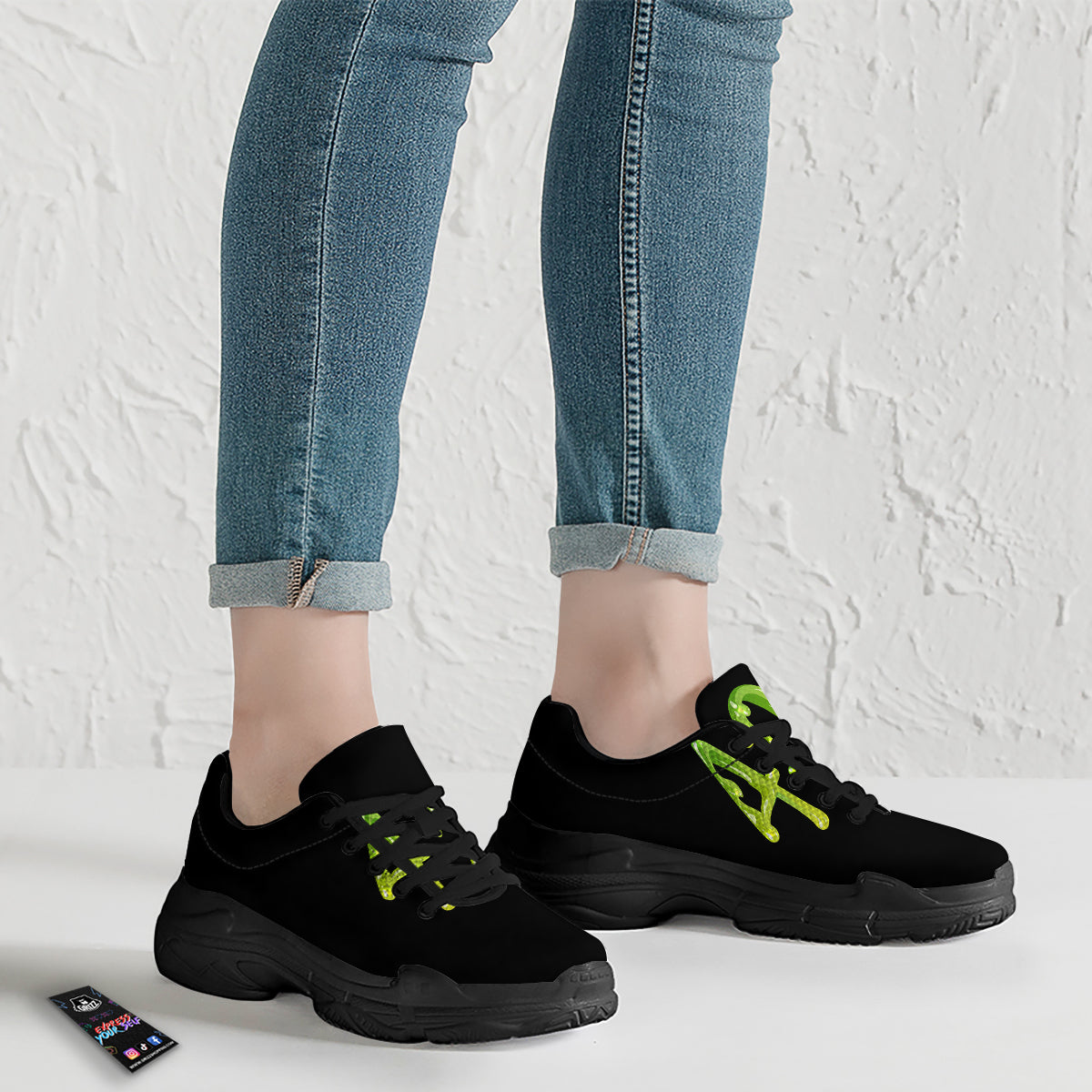 Cannabis Day 420 Print Black Chunky Shoes-grizzshop