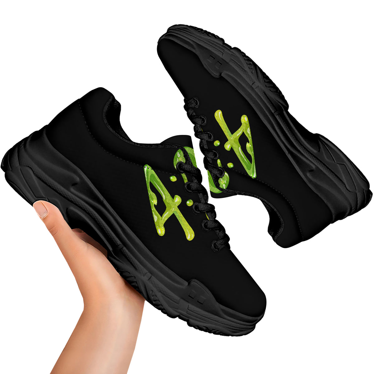 Cannabis Day 420 Print Black Chunky Shoes-grizzshop