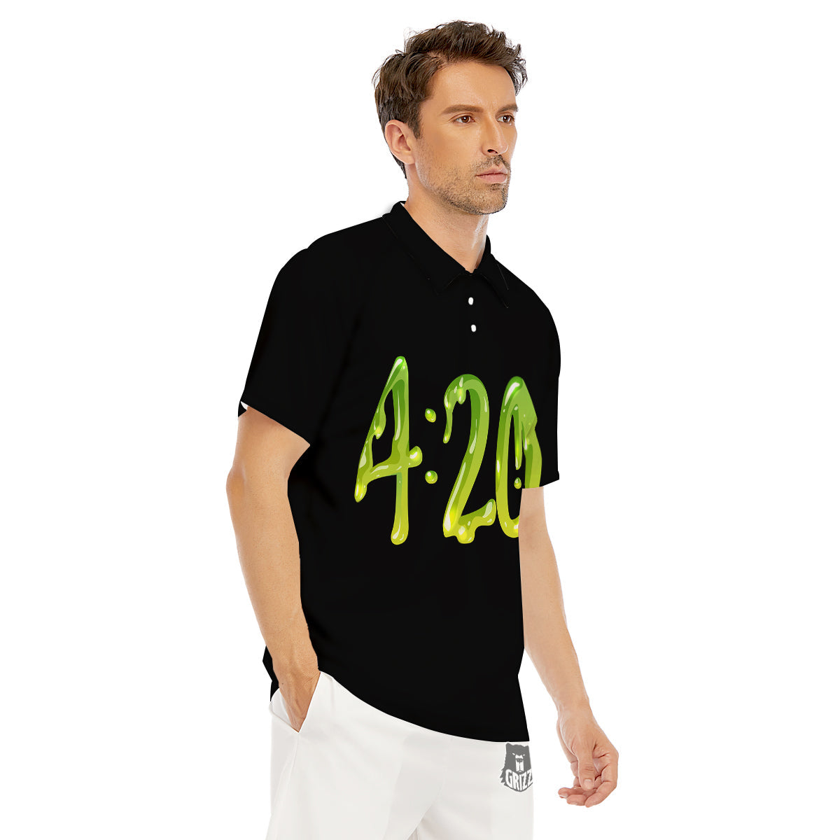Cannabis Day 420 Print Men's Golf Shirts-grizzshop