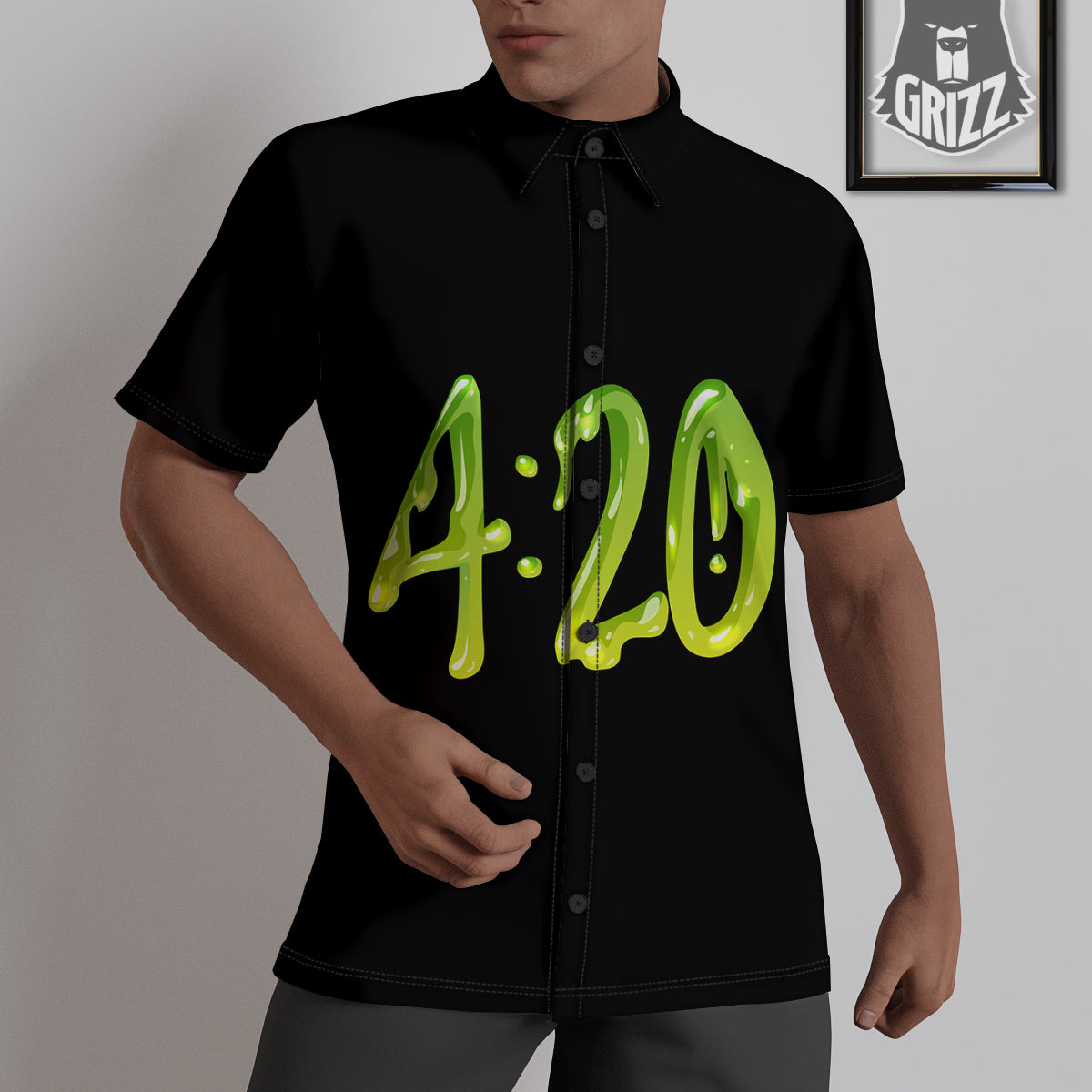Cannabis Day 420 Print Untucked Shirts-grizzshop