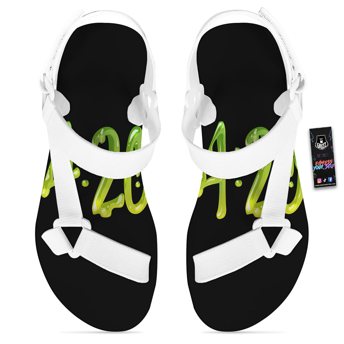 Cannabis Day 420 Print White Open Toe Sandals-grizzshop