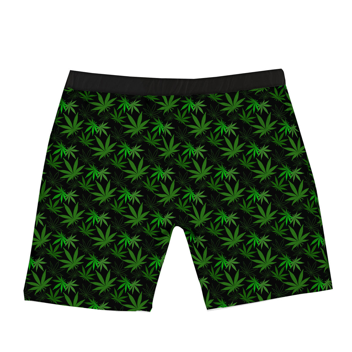 Cannabis Leaf Black And Green Print Boxer Briefs-grizzshop