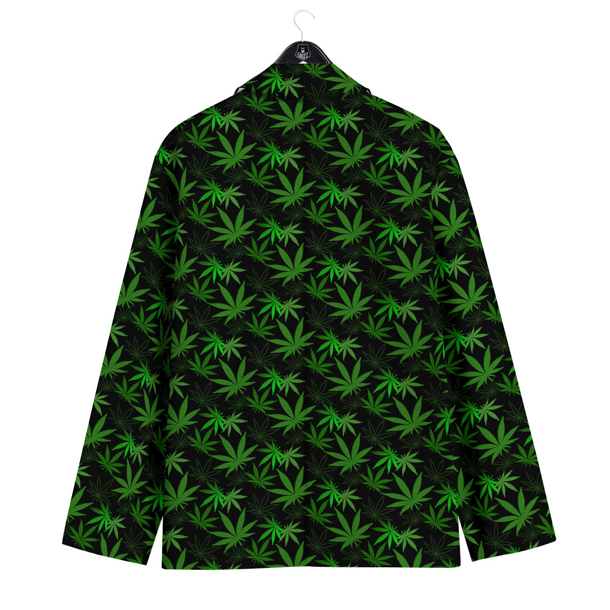 Cannabis Leaf Black And Green Print Men's Sport Coat-grizzshop