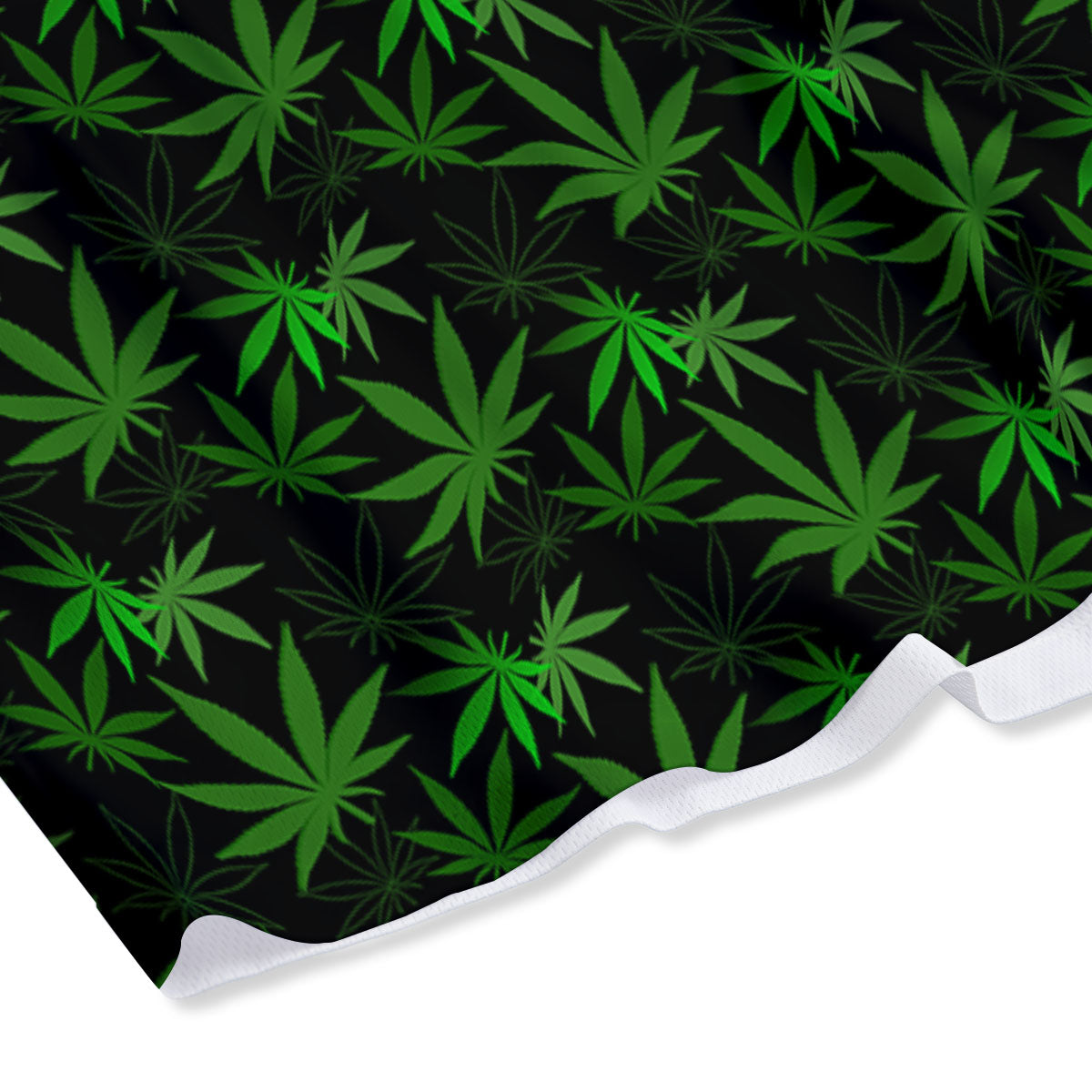 Cannabis Leaf Black And Green Print Mesh Shorts