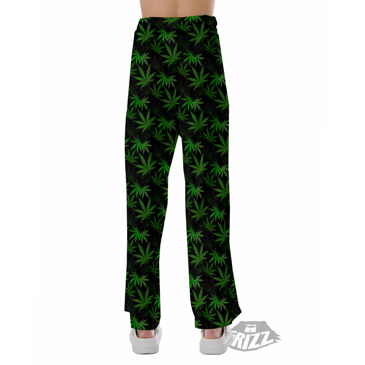 Cannabis Leaf Black And Green Print Pajama Pants-grizzshop