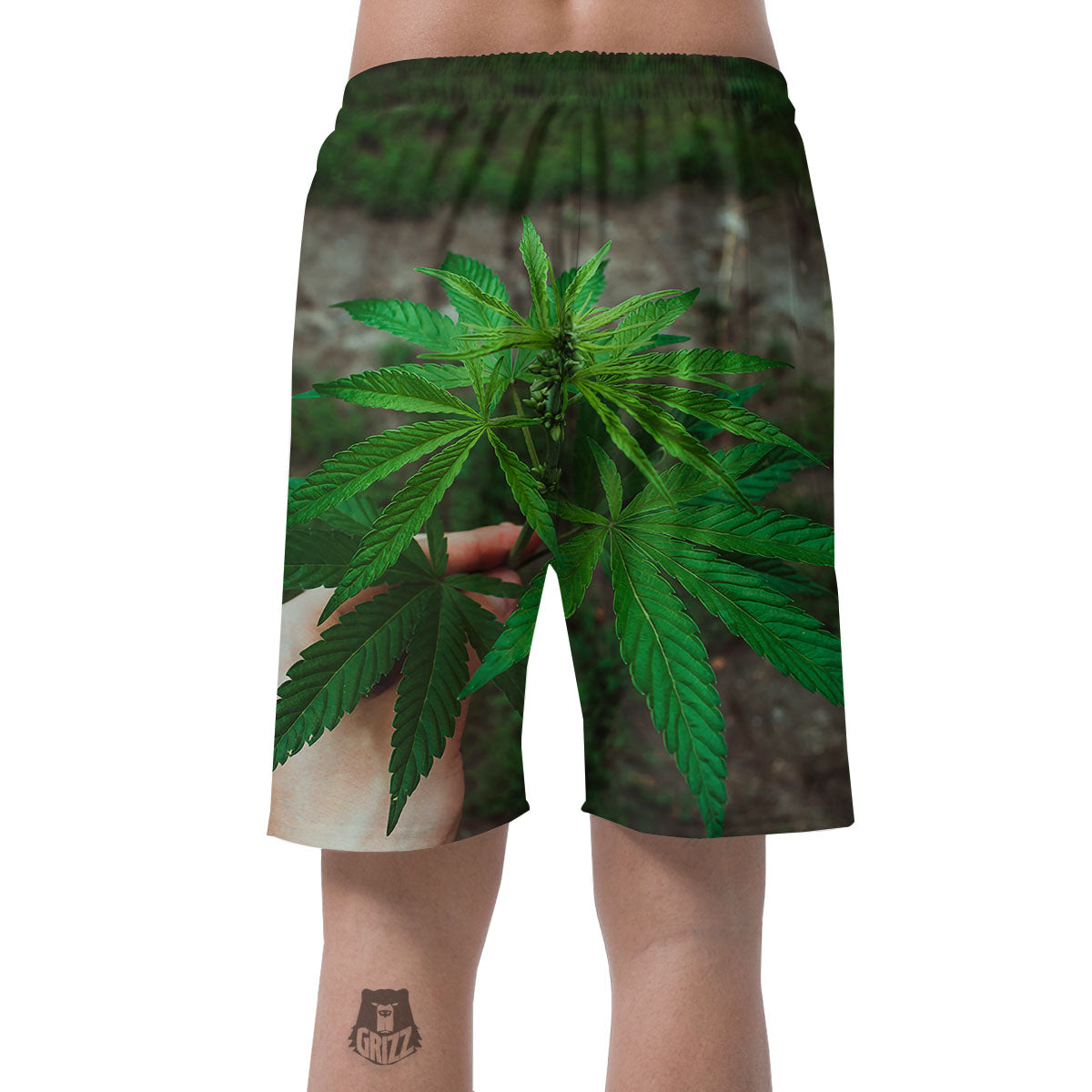 Cannabis Leaf Forest Green Print Men's Shorts-grizzshop