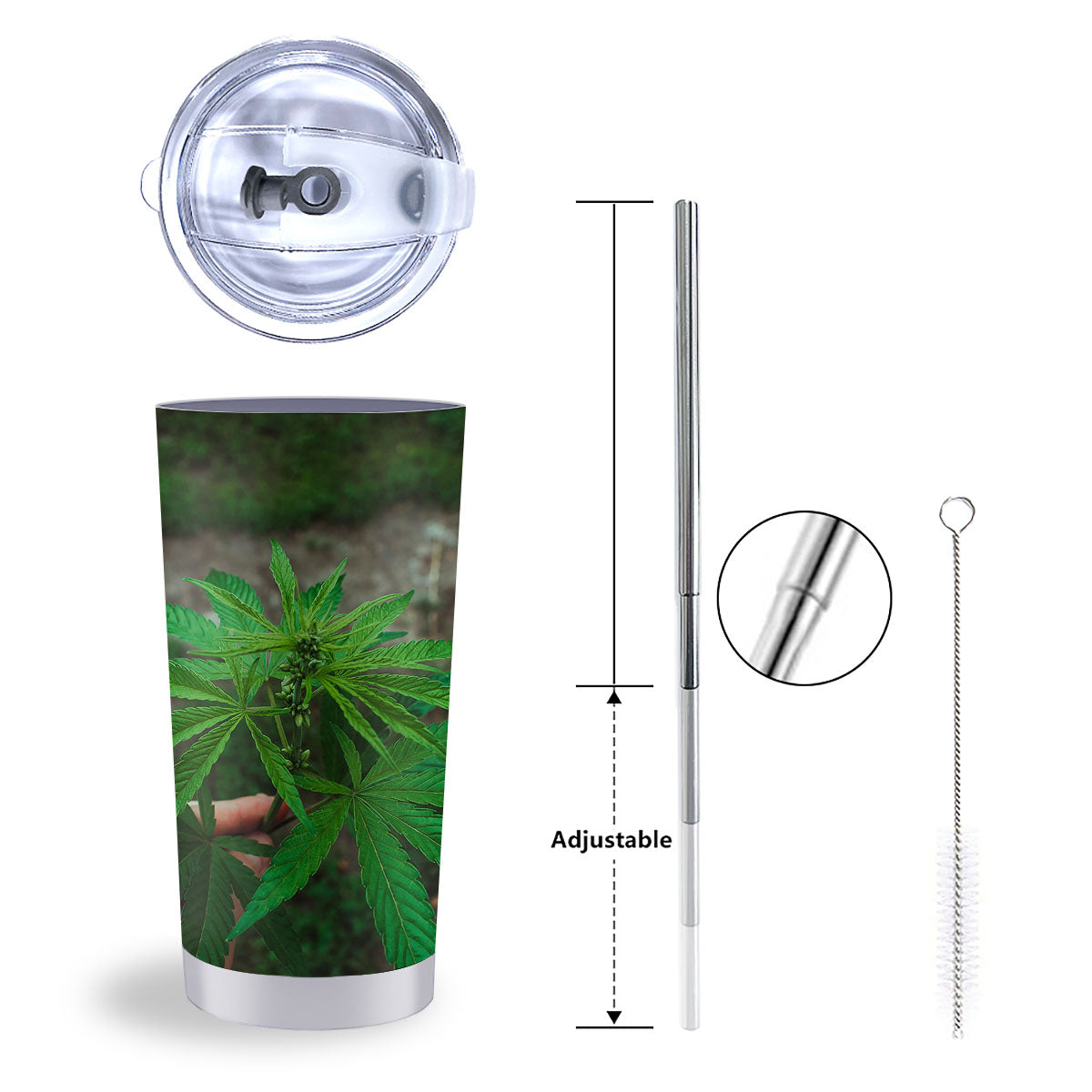 Cannabis Leaf Forest Green Print Tumbler-grizzshop