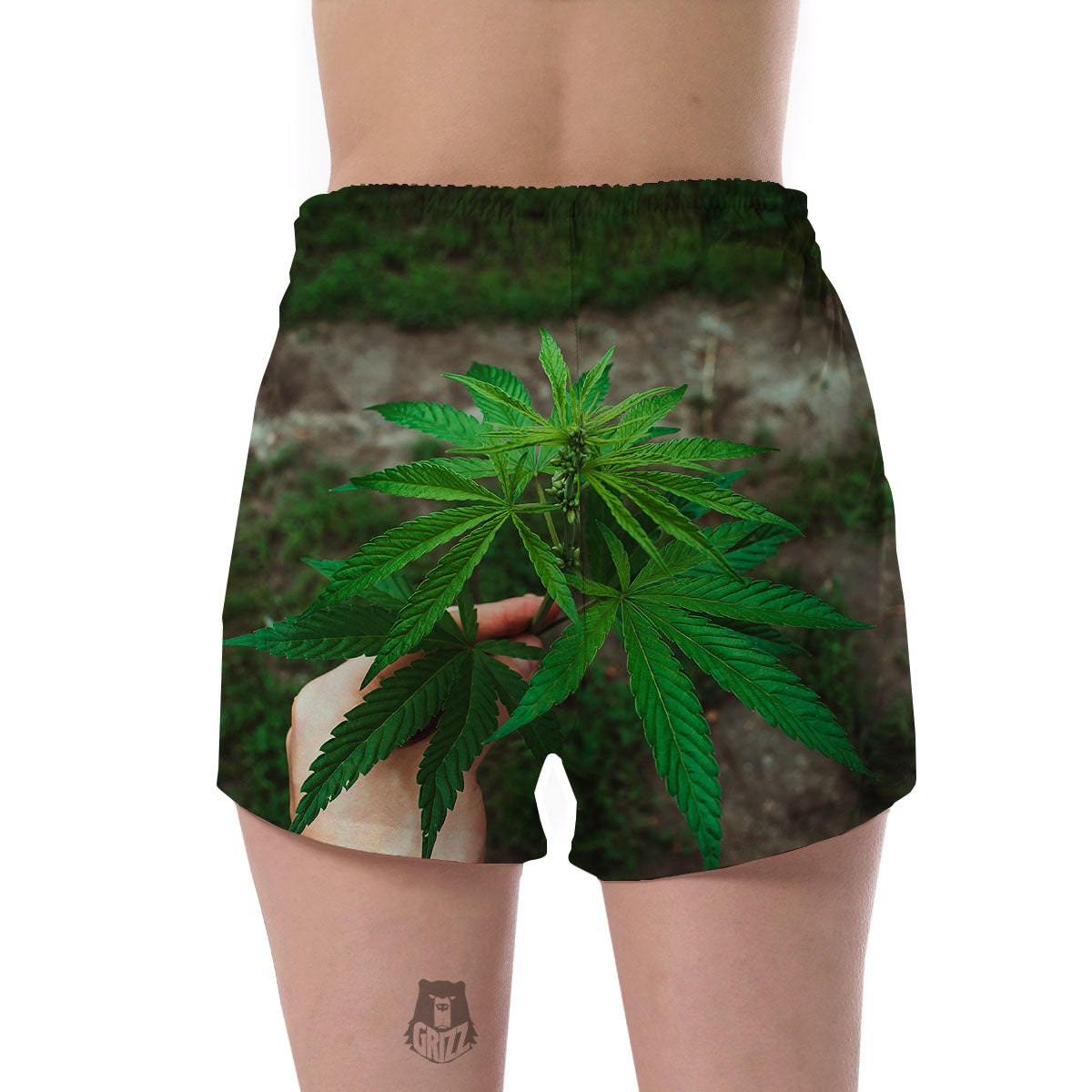 Cannabis Leaf Forest Green Print Women's Shorts-grizzshop