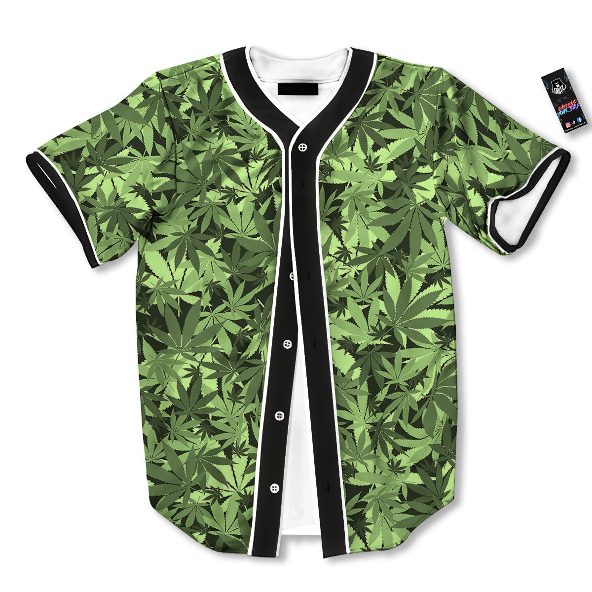 Cannabis Leaf Green Print Pattern Baseball Jersey-grizzshop
