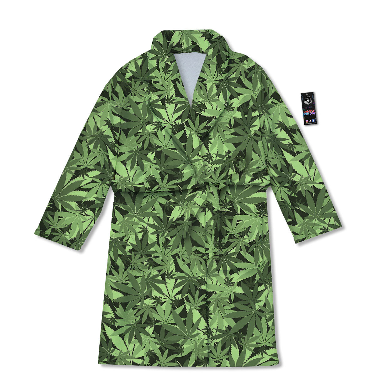 Cannabis Leaf Green Print Pattern Bathrobe-grizzshop