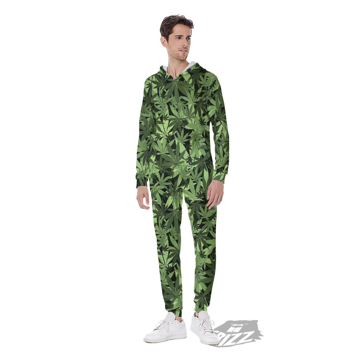 Cannabis Leaf Green Print Pattern Men's Jumpsuit-grizzshop