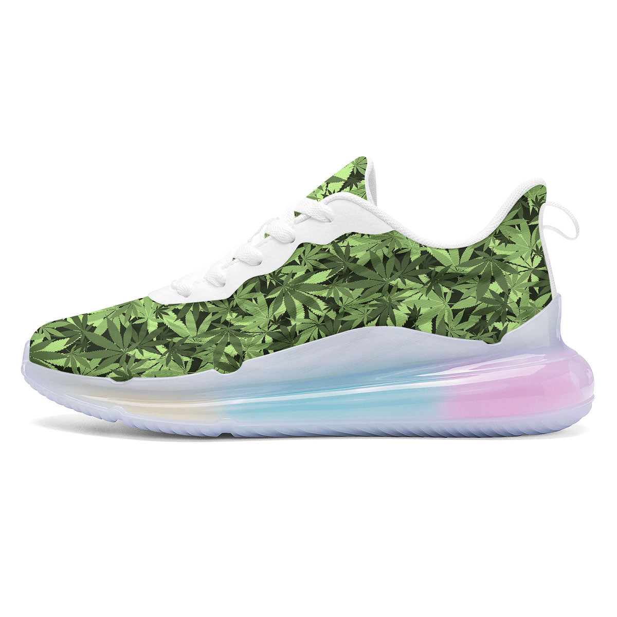 Cannabis Leaf Green Print Pattern Running Sneakers-grizzshop