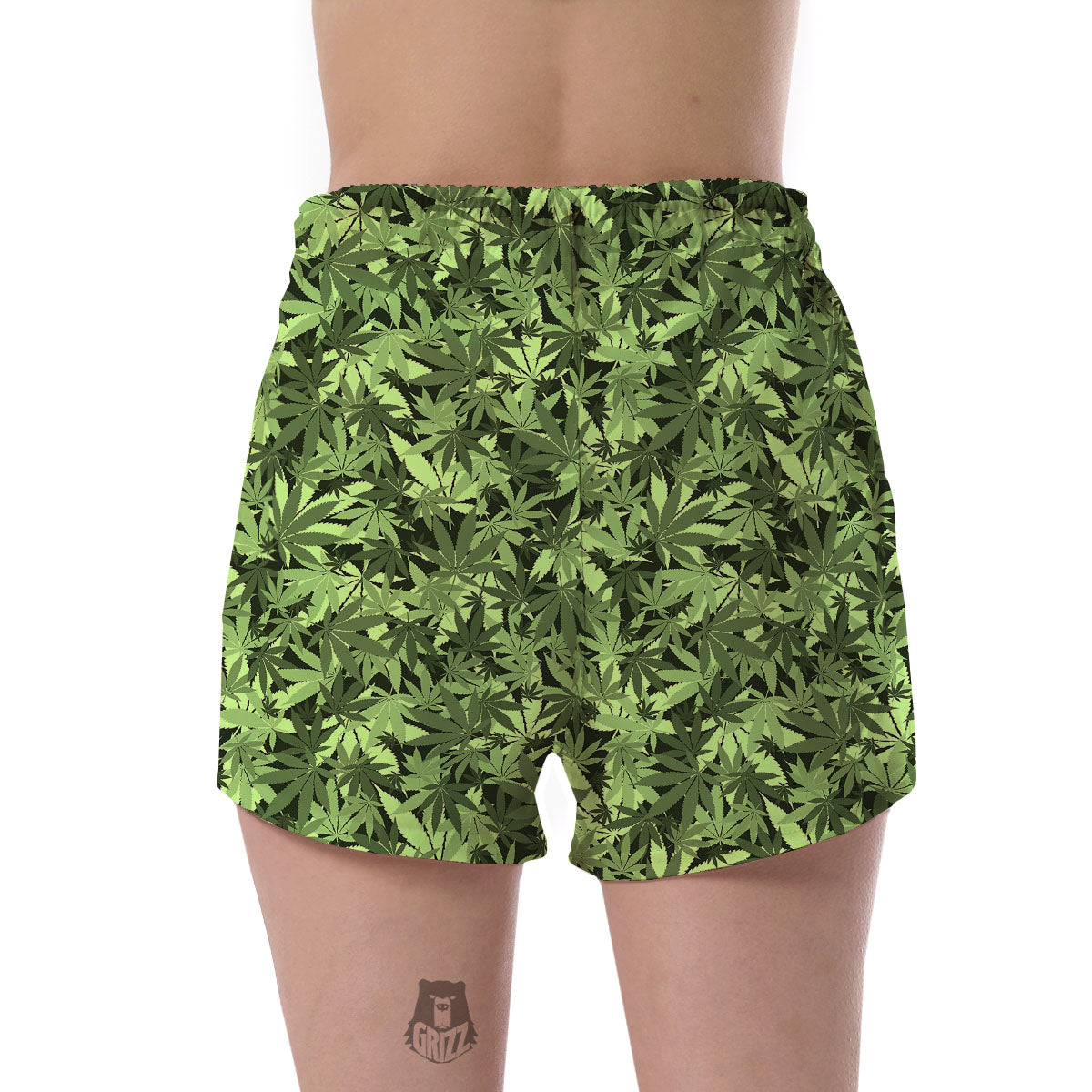 Cannabis Leaf Green Print Pattern Women's Shorts-grizzshop