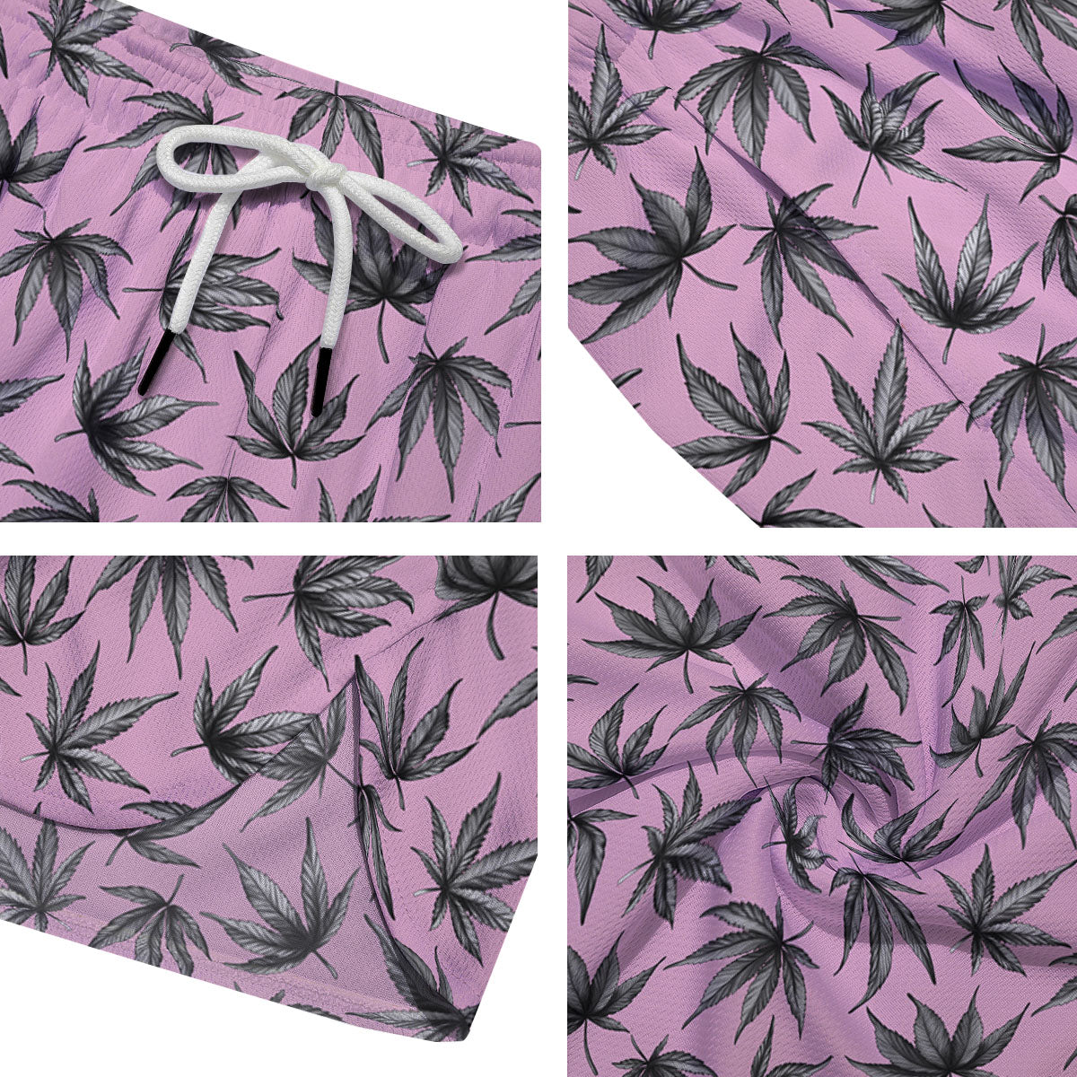 Cannabis Leaf Pink And Green Print Men's Running Shorts-grizzshop