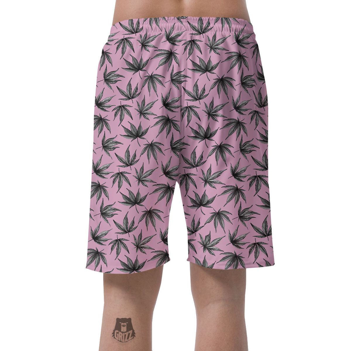 Cannabis Leaf Pink And Green Print Men's Shorts-grizzshop
