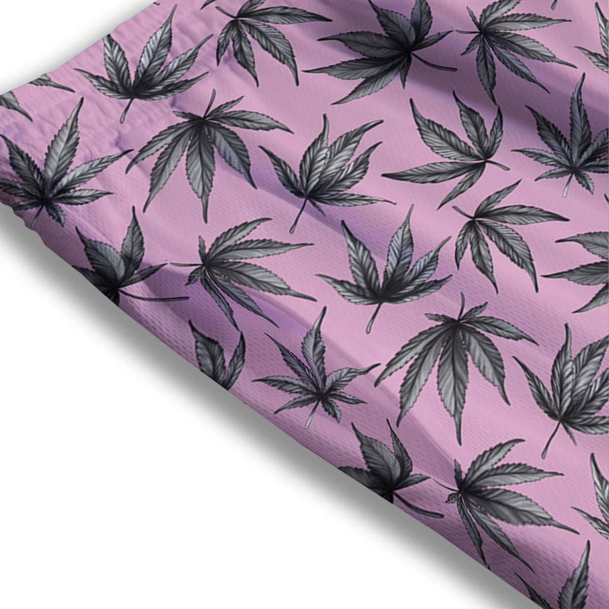 Cannabis Leaf Pink And Green Print Mesh Shorts