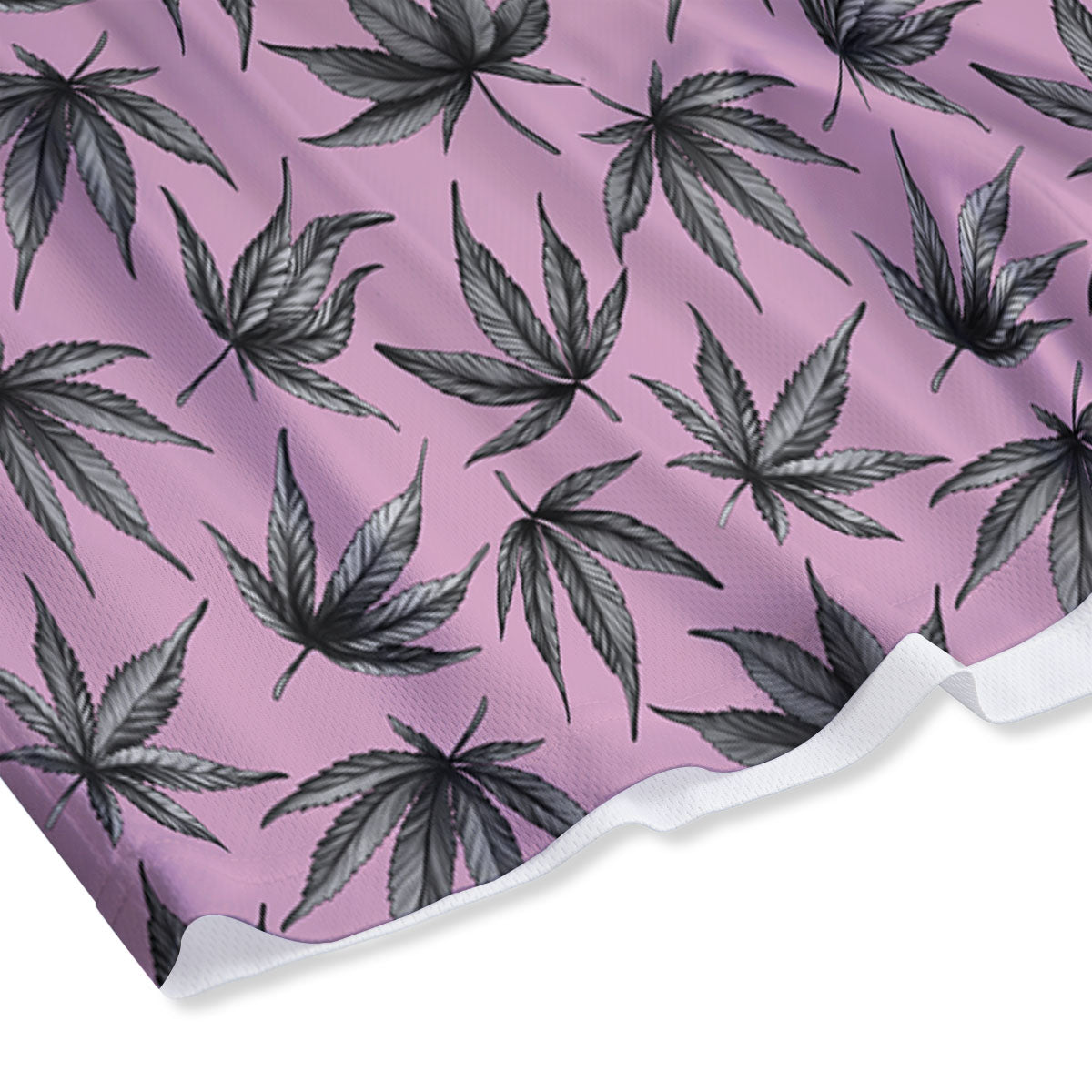 Cannabis Leaf Pink And Green Print Mesh Shorts