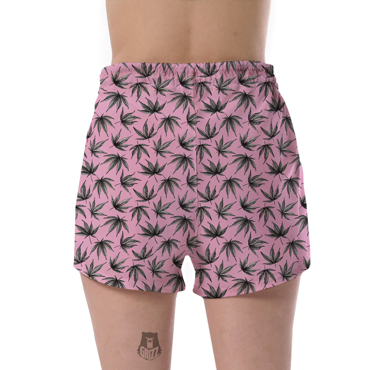 Cannabis Leaf Pink And Green Print Women's Shorts-grizzshop