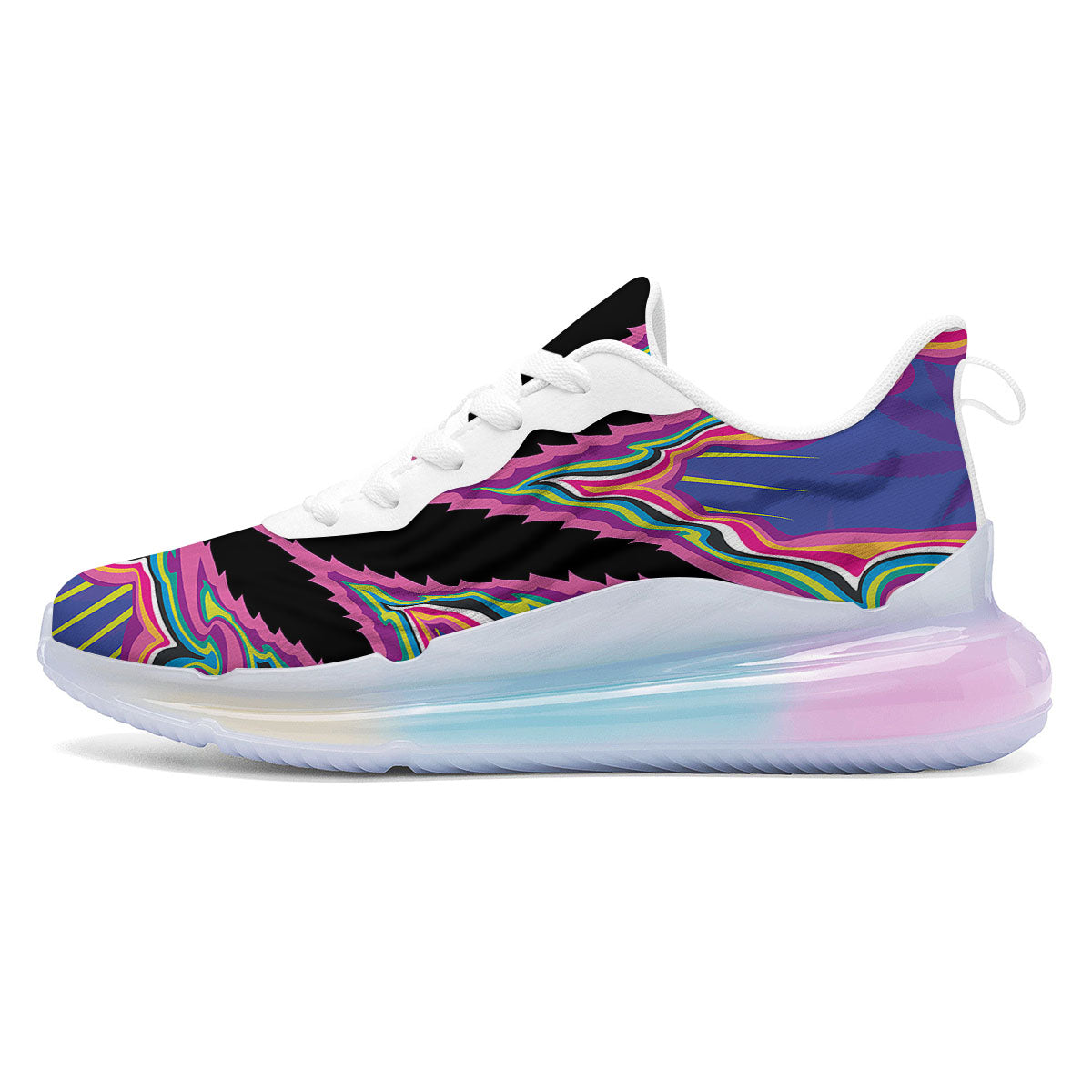 Cannabis Leaf Psychedelic Print Running Sneakers-grizzshop