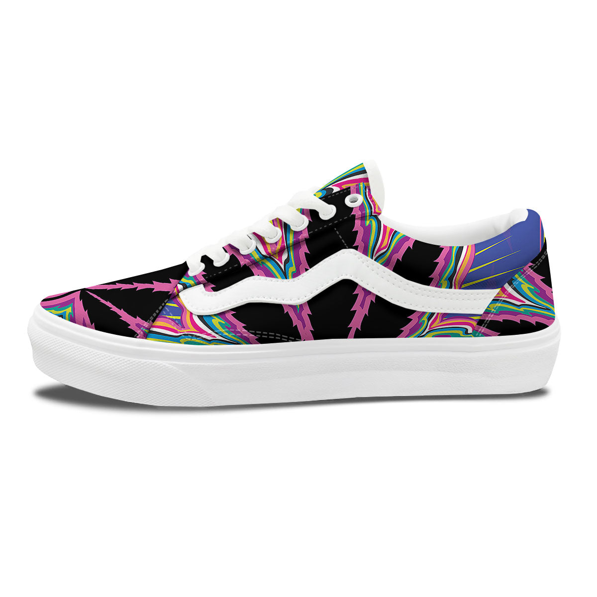 Cannabis Leaf Psychedelic Print Skate Shoes-grizzshop