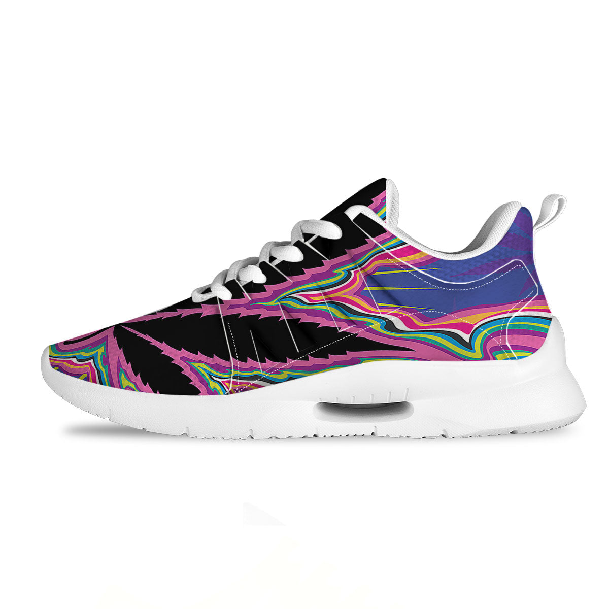 Cannabis Leaf Psychedelic Print Tennis Shoes-grizzshop