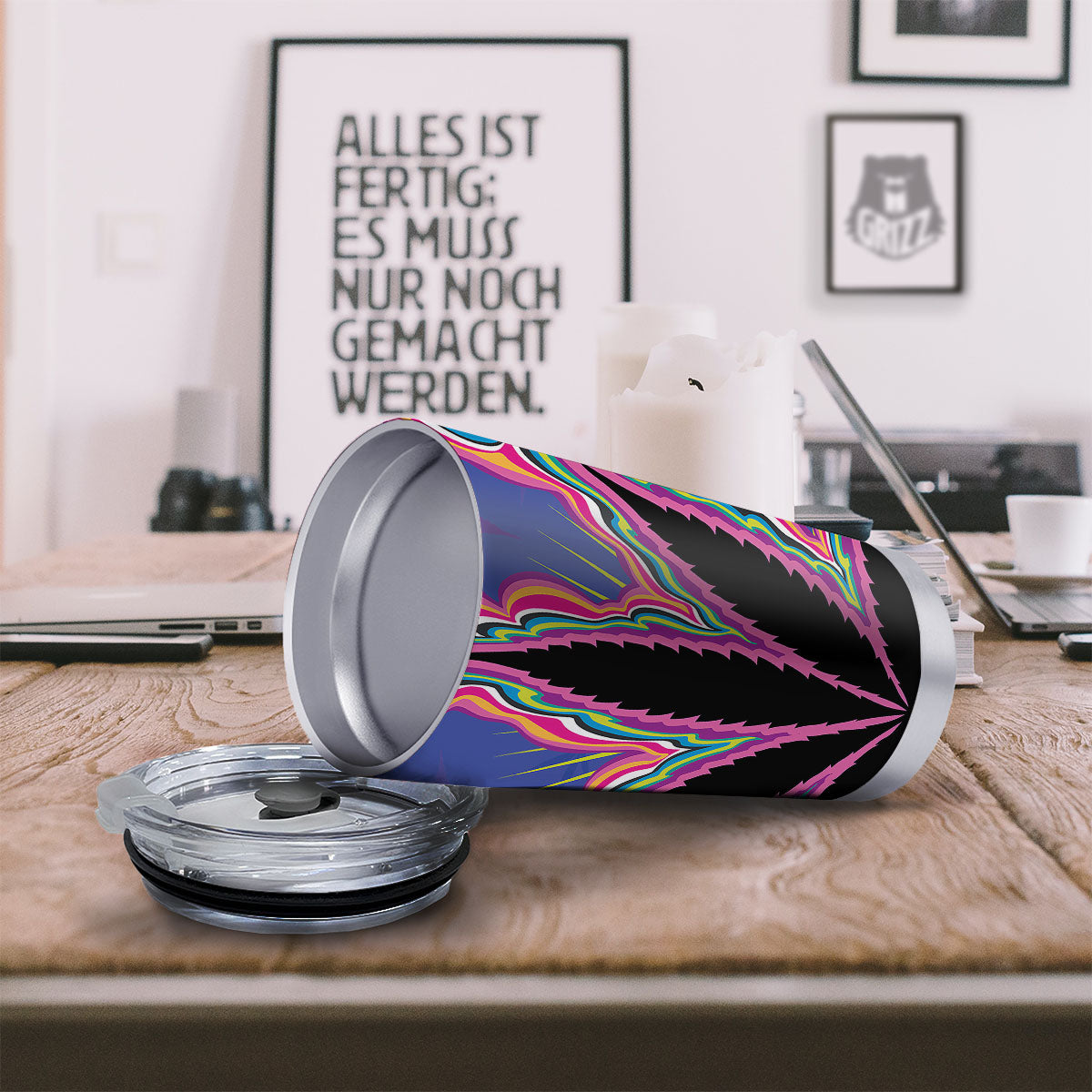 Cannabis Leaf Psychedelic Print Tumbler-grizzshop