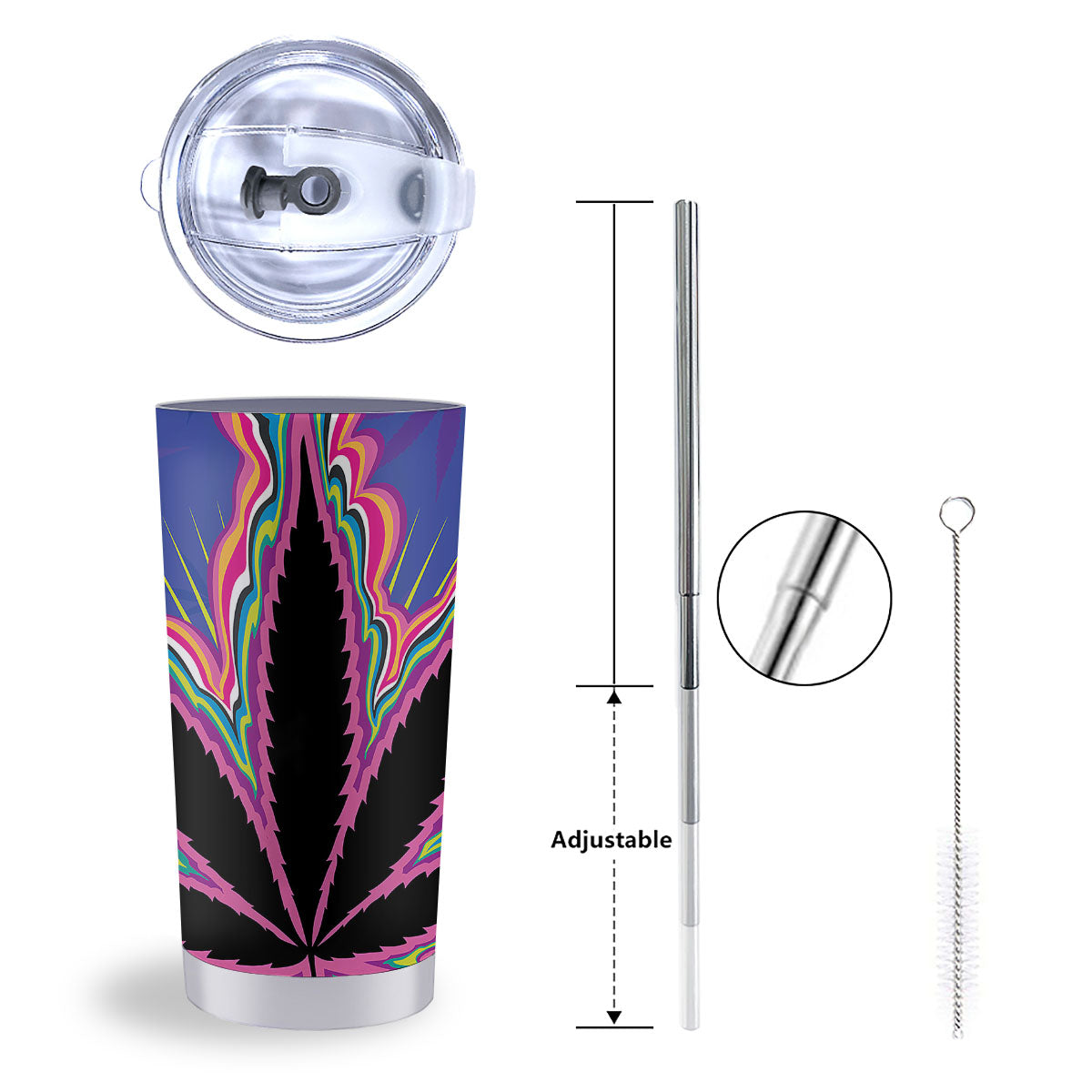 Cannabis Leaf Psychedelic Print Tumbler-grizzshop