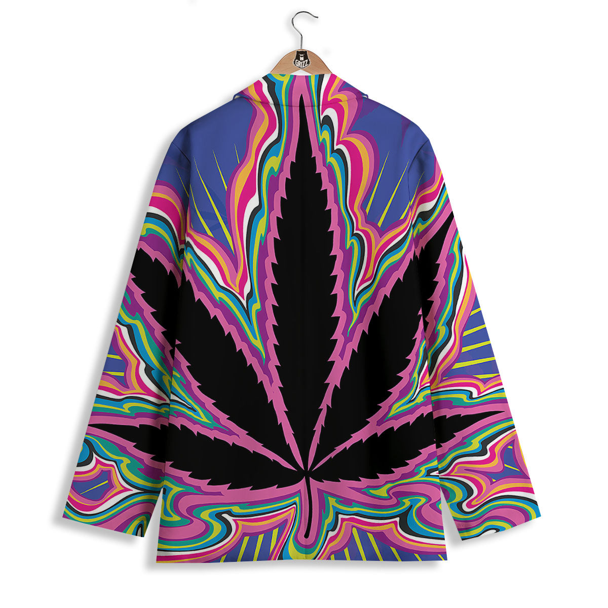 Cannabis Leaf Psychedelic Print Women's Blazer-grizzshop