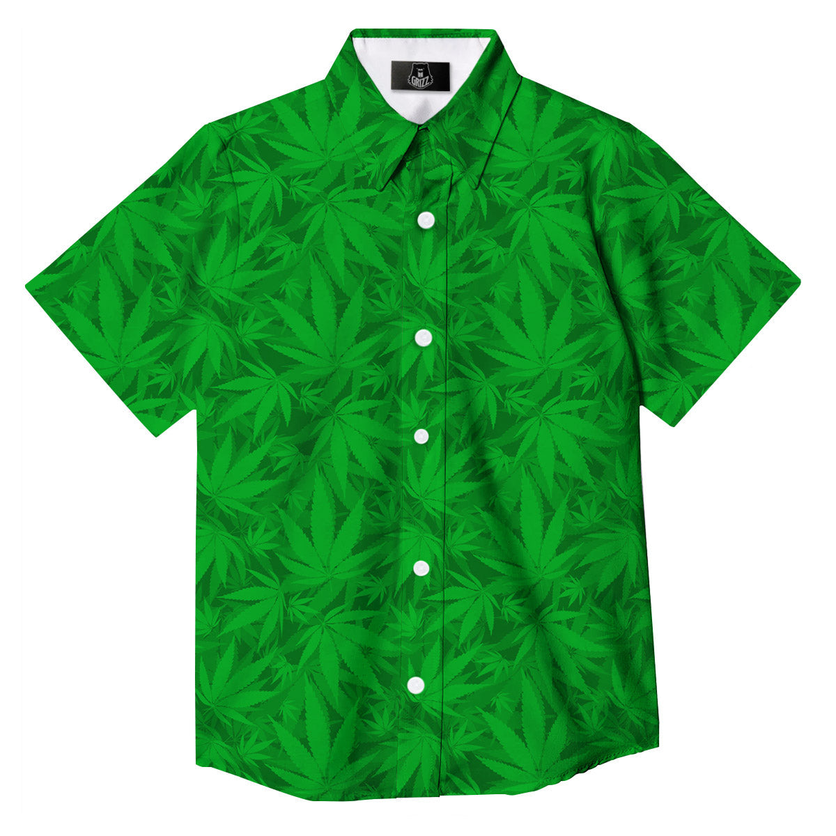 Cannabis Leaves Print Pattern Button Up Shirt-grizzshop