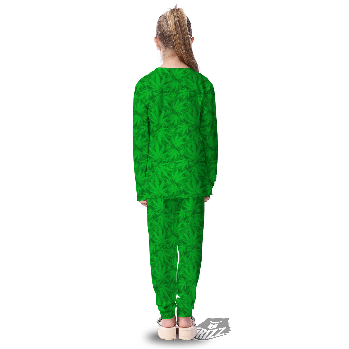 Cannabis Leaves Print Pattern Kid's Pajamas-grizzshop