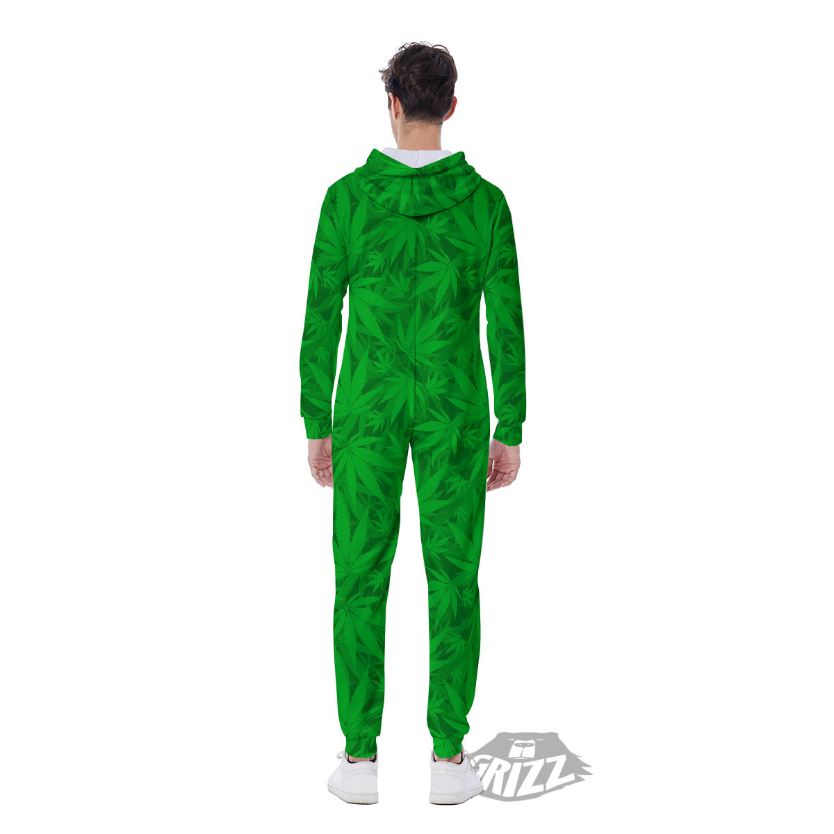 Cannabis Leaves Print Pattern Men's Jumpsuit-grizzshop