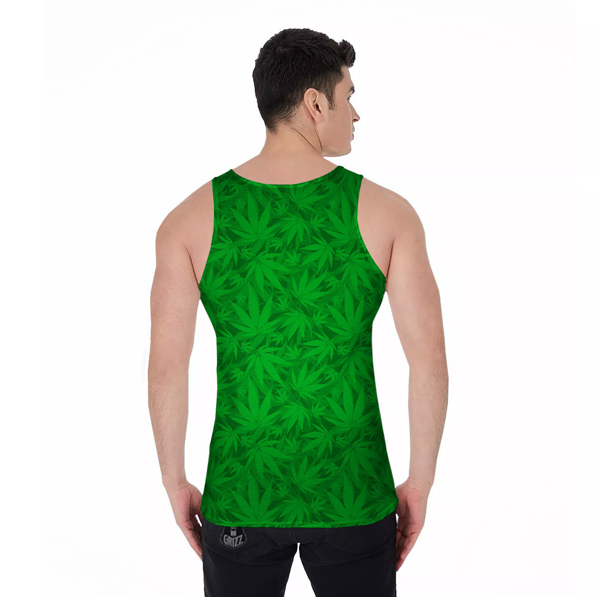 Cannabis Leaves Print Pattern Men's Tank Top-grizzshop