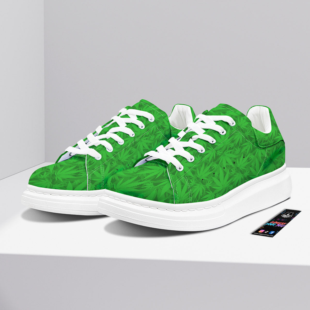 Cannabis Leaves Print Pattern Platform Shoes-grizzshop