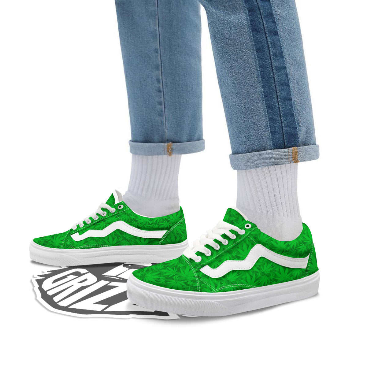 Cannabis Leaves Print Pattern Skate Shoes-grizzshop