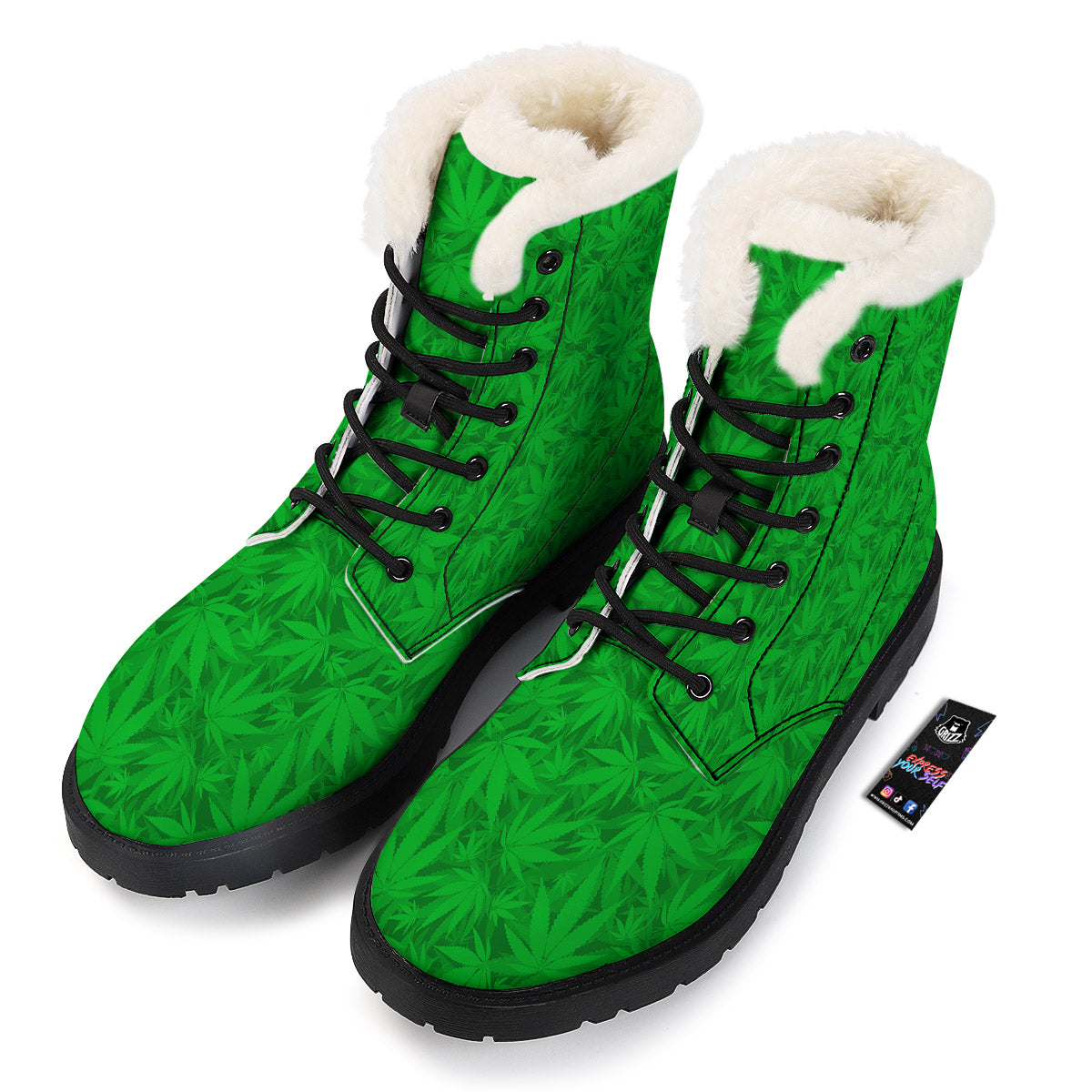 Cannabis Leaves Print Pattern Winter Boots-grizzshop