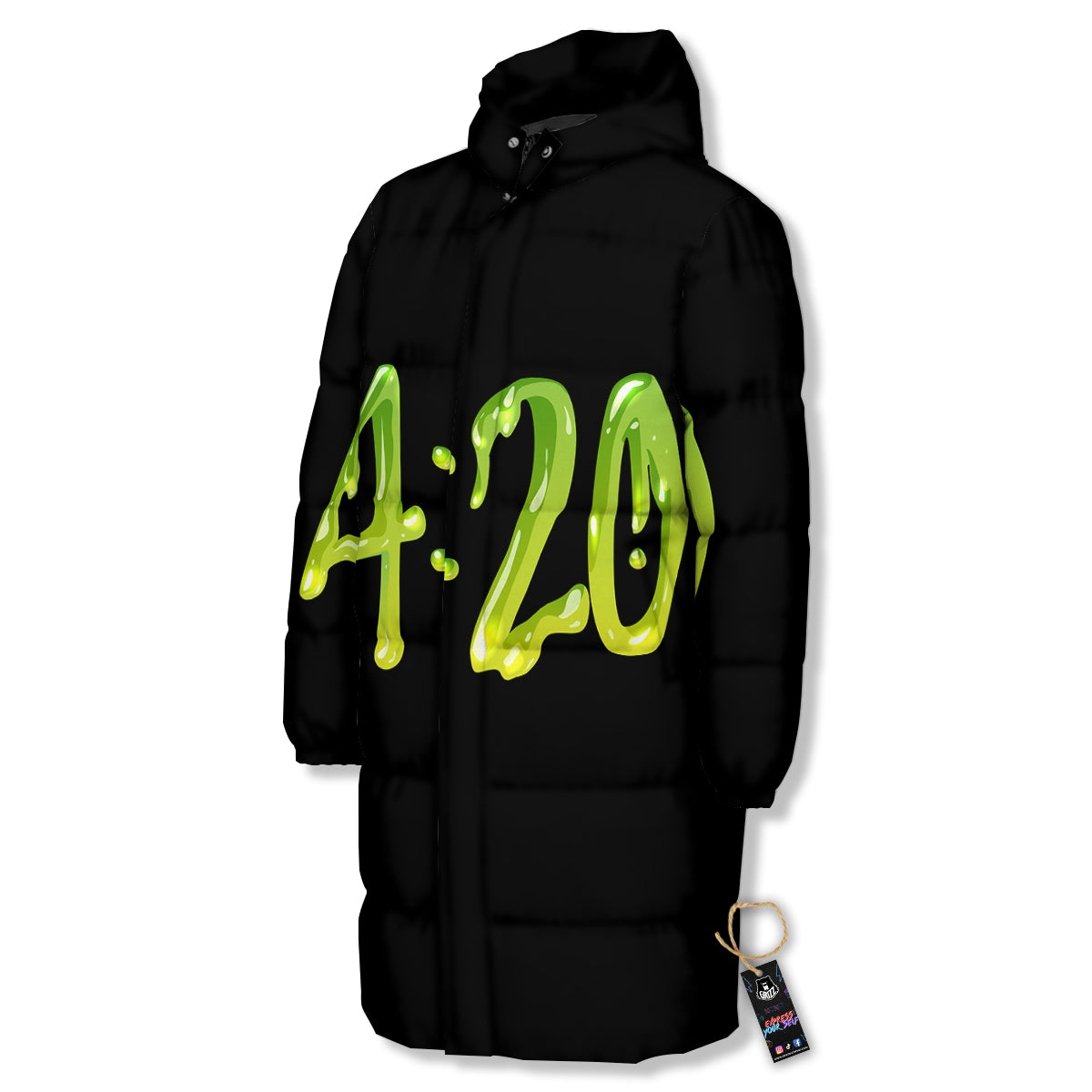 Cannabis Day 420 Print Long Down Jacket