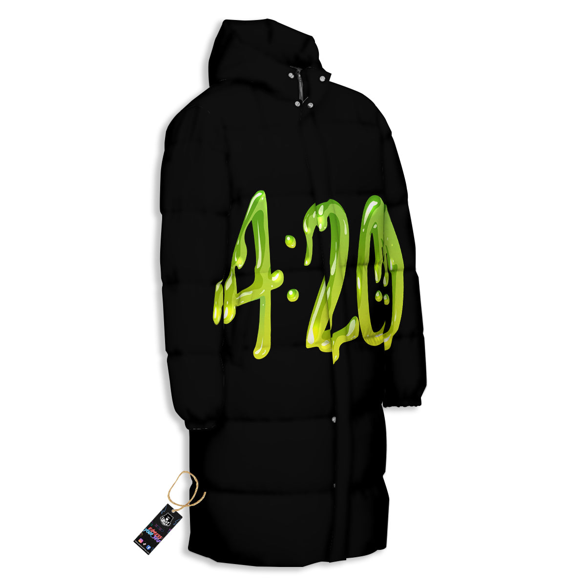 Cannabis Day 420 Print Long Down Jacket