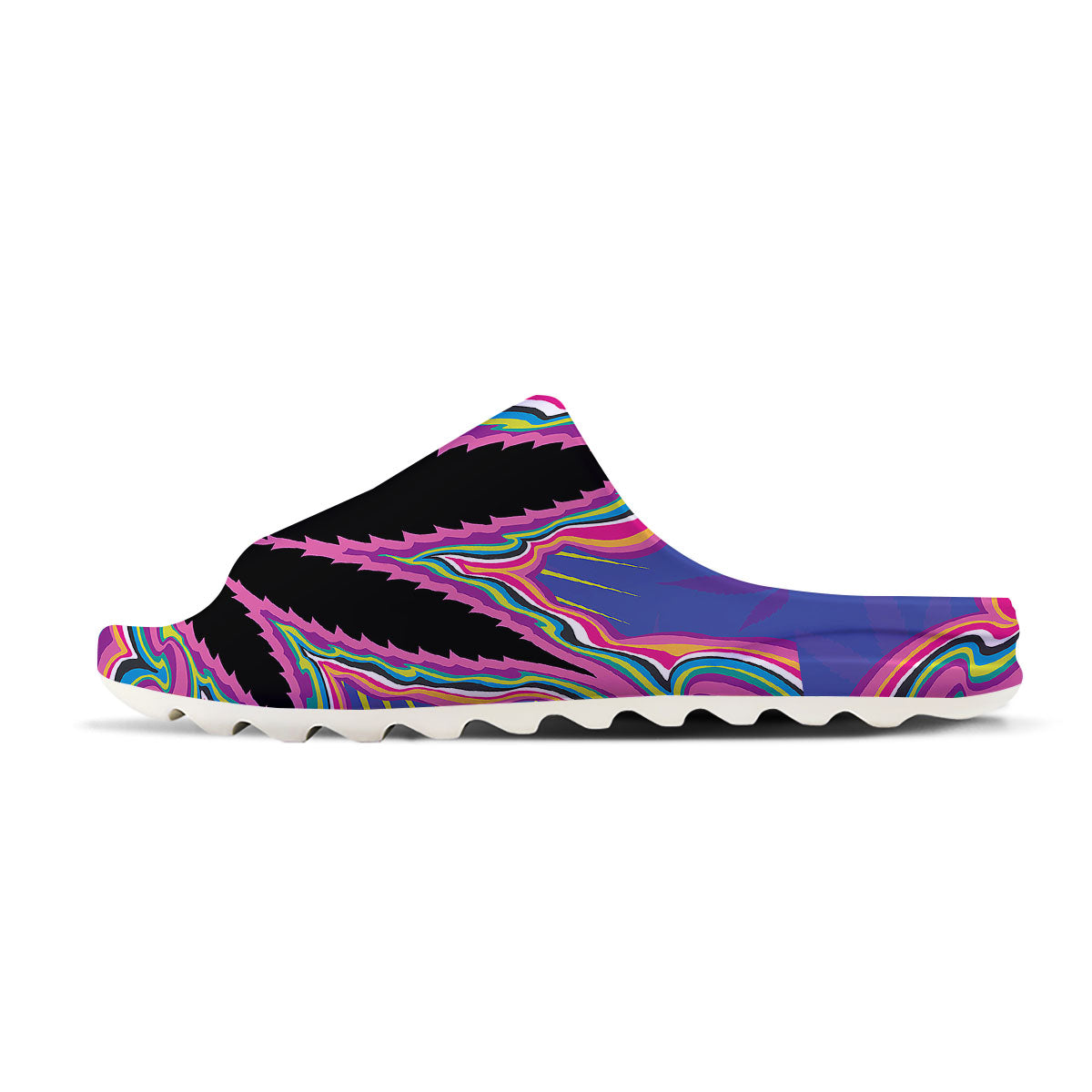 Cannabis Leaf Psychedelic Print Sandals-grizzshop