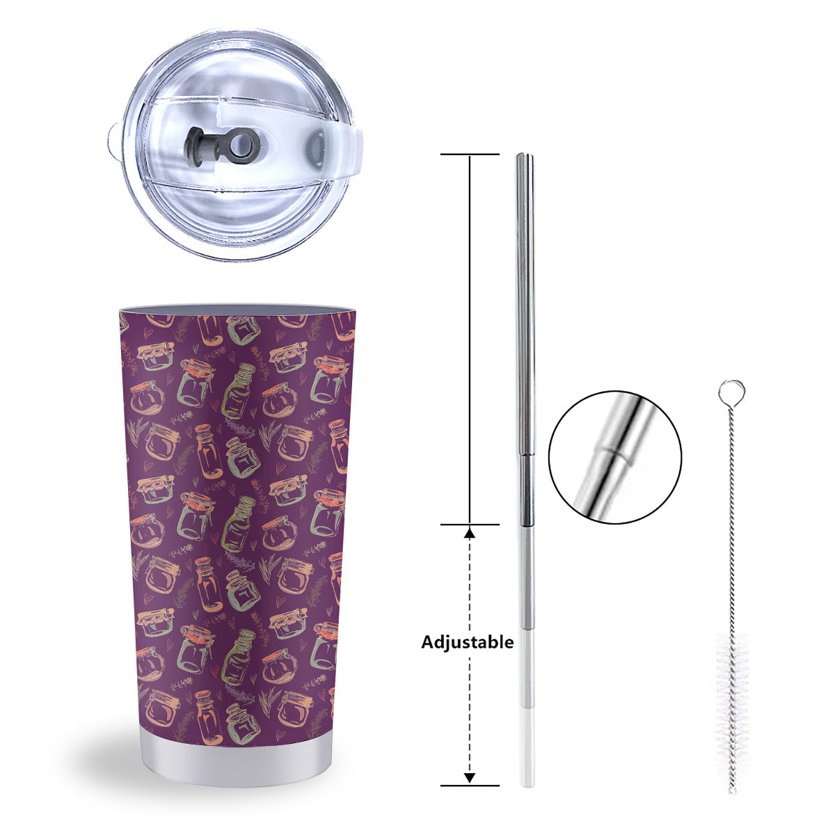 Canning Doodle Print Pattern Tumbler-grizzshop