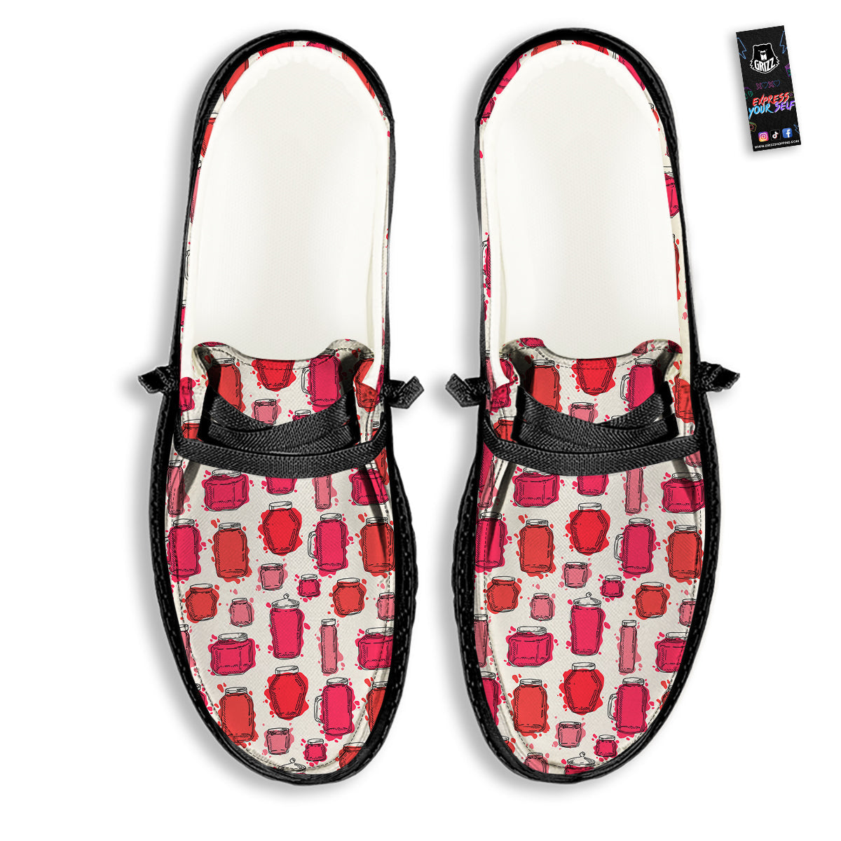 Canning Watercolor Print Pattern Black Loafers-grizzshop