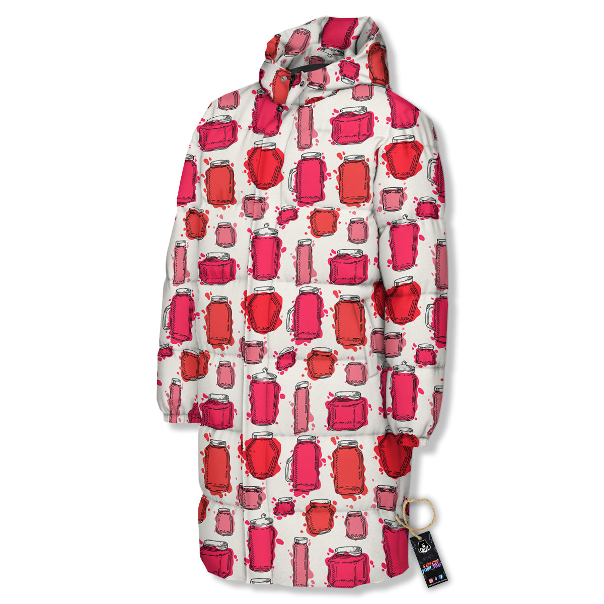 Canning Watercolor Print Pattern Long Down Jacket-grizzshop