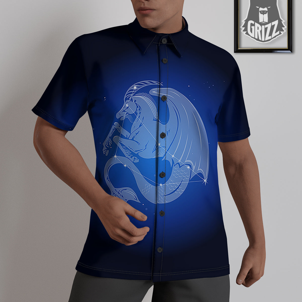 Capricorn Constellation Print Untucked Shirts-grizzshop