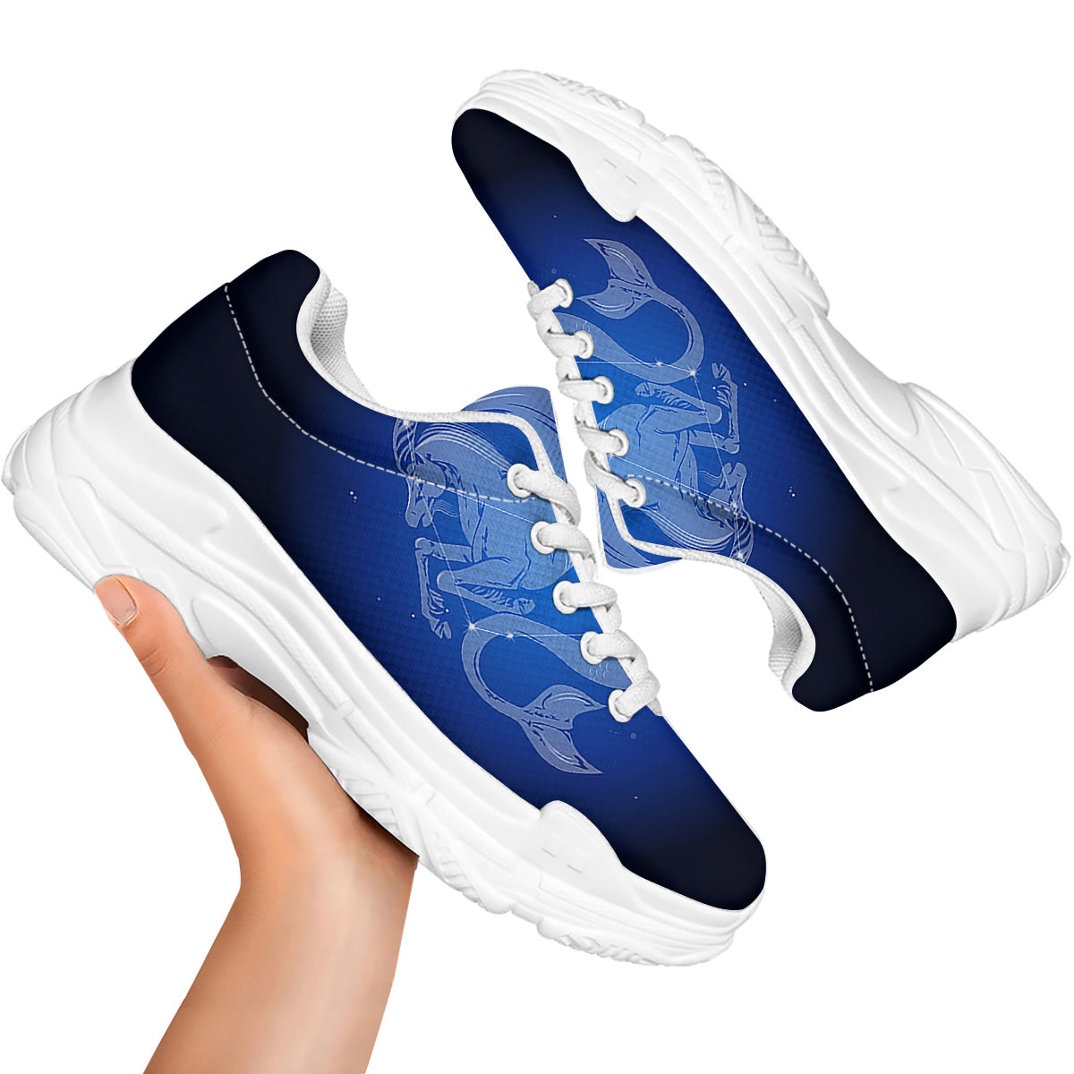 Capricorn Constellation Print White Chunky Shoes-grizzshop